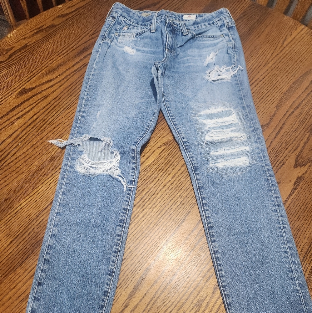Distressed Blue Jeans